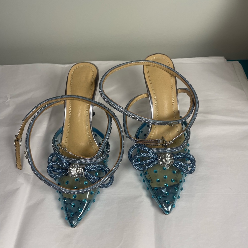 PVC Crystal Bow Accent D’Orsay Pumps